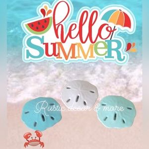 Coastal faux sand dollar tier tray decor set